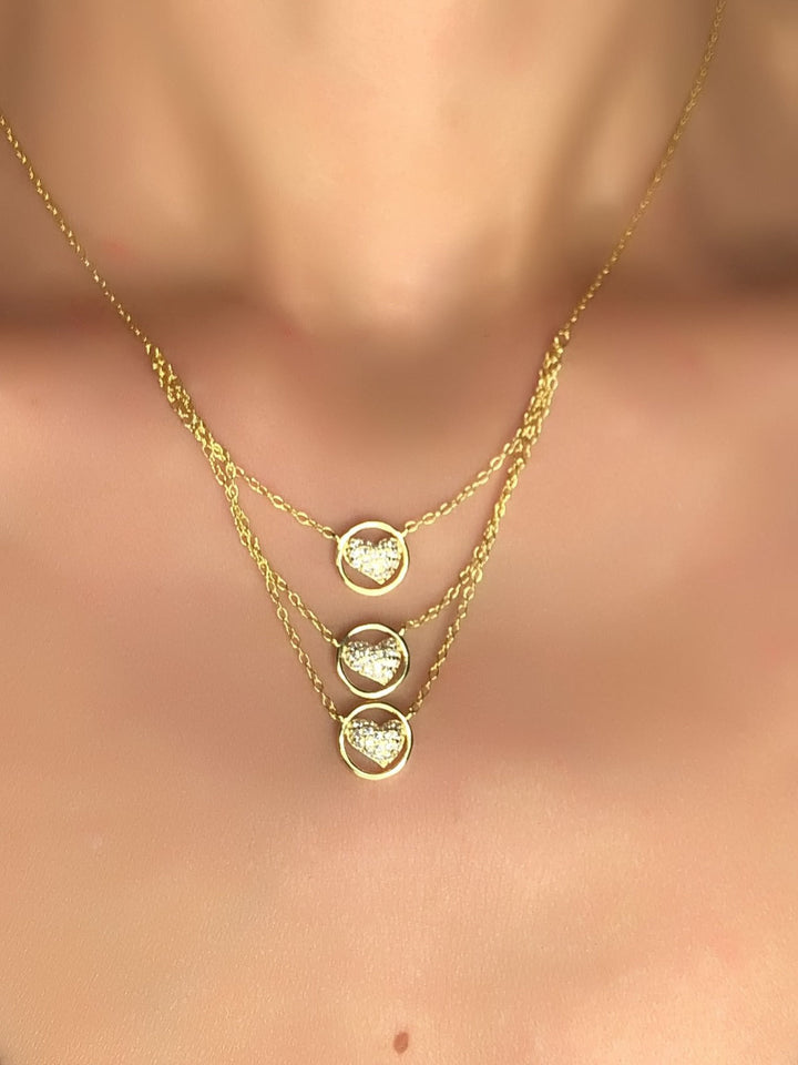 Collana tre fili cuore
