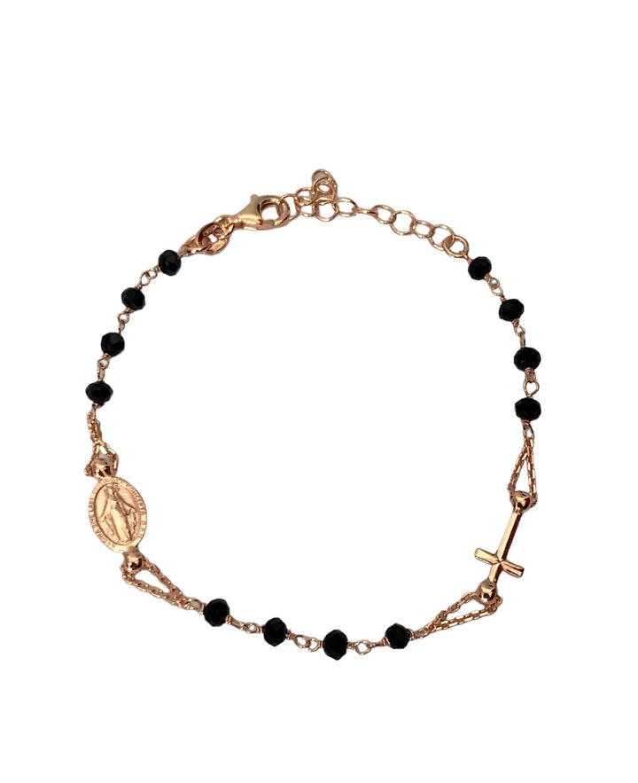 Bracciale rosario con pietre nere