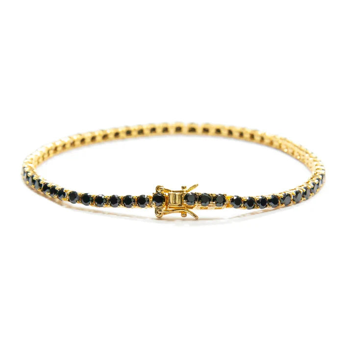 Bracciale tennis pietre nere 3 mm
