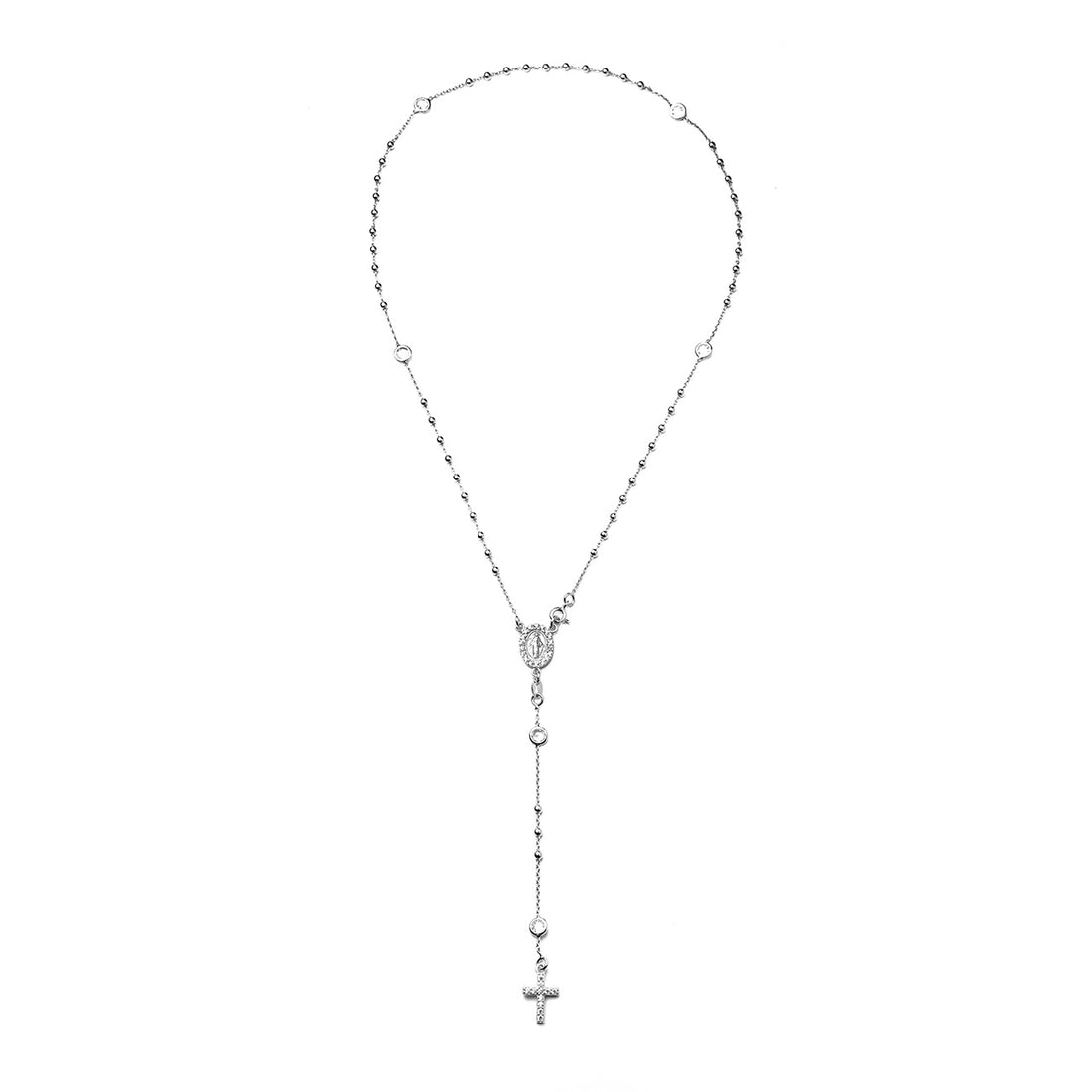 Collana rosario con pietre bianche