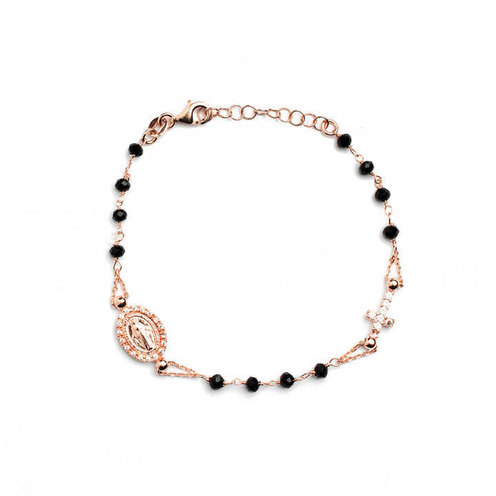 Bracciale rosario con pietre nere e bianche