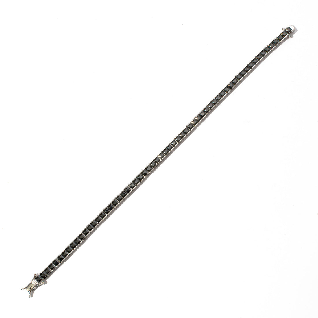 Bracciale tennis pietre nere taglio carrè 4mm