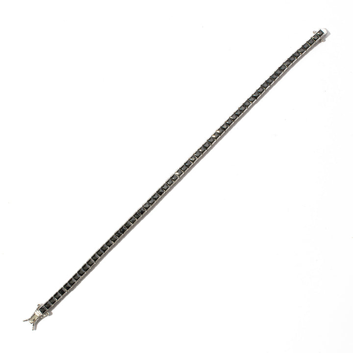 Bracciale tennis pietre nere taglio carrè 4mm