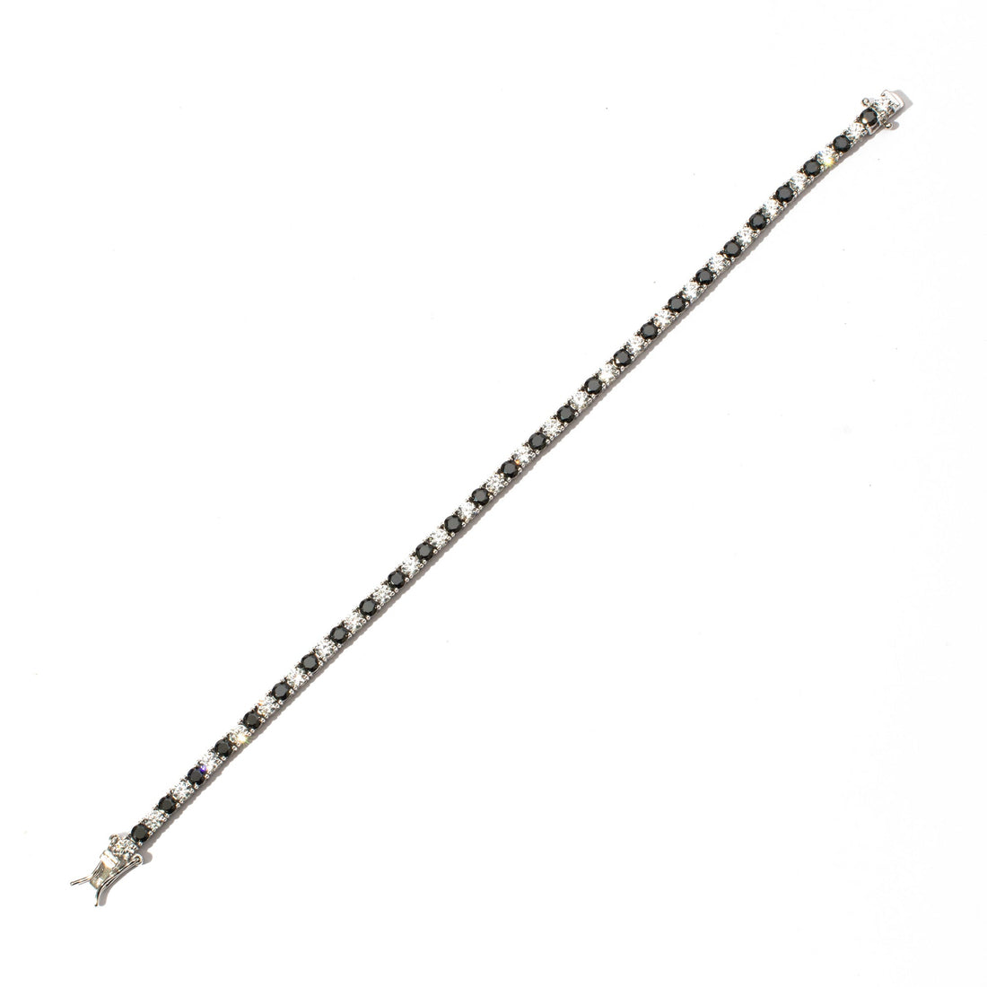 Bracciale tennis pietre bianche e nere 3 mm