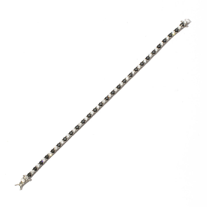 Bracciale tennis pietre bianche e nere 3 mm