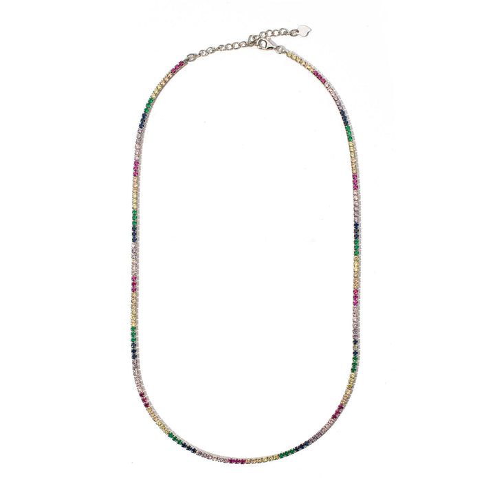 Collana tennis 2 mm con pietre multicolor