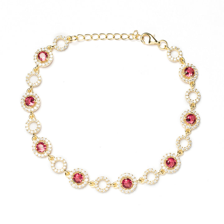 Bracciale donna con cerchi con pietra rossa