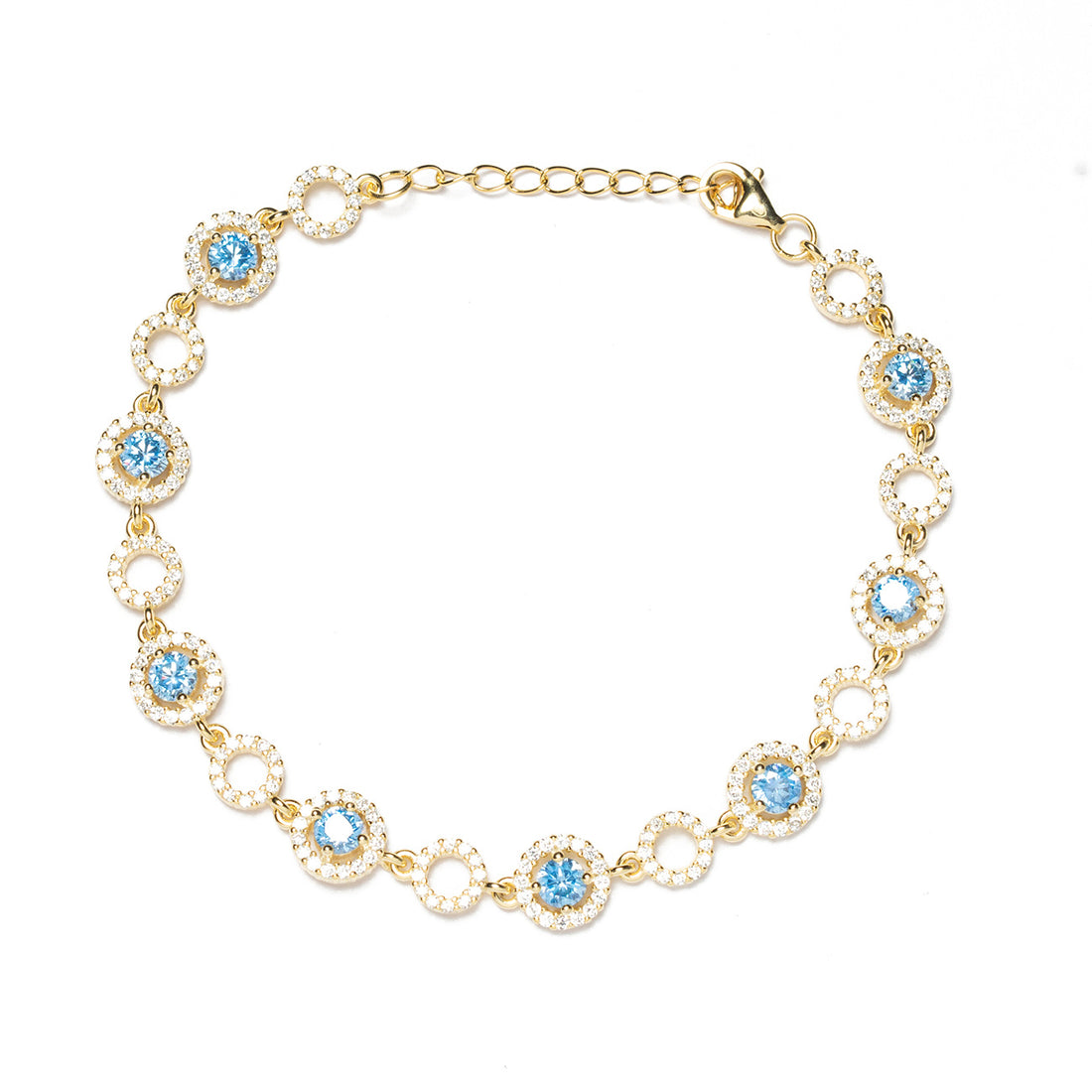 Bracciale donna con cerchi acquamarina