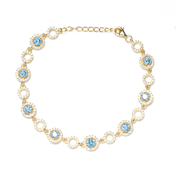 Bracciale donna con cerchi acquamarina