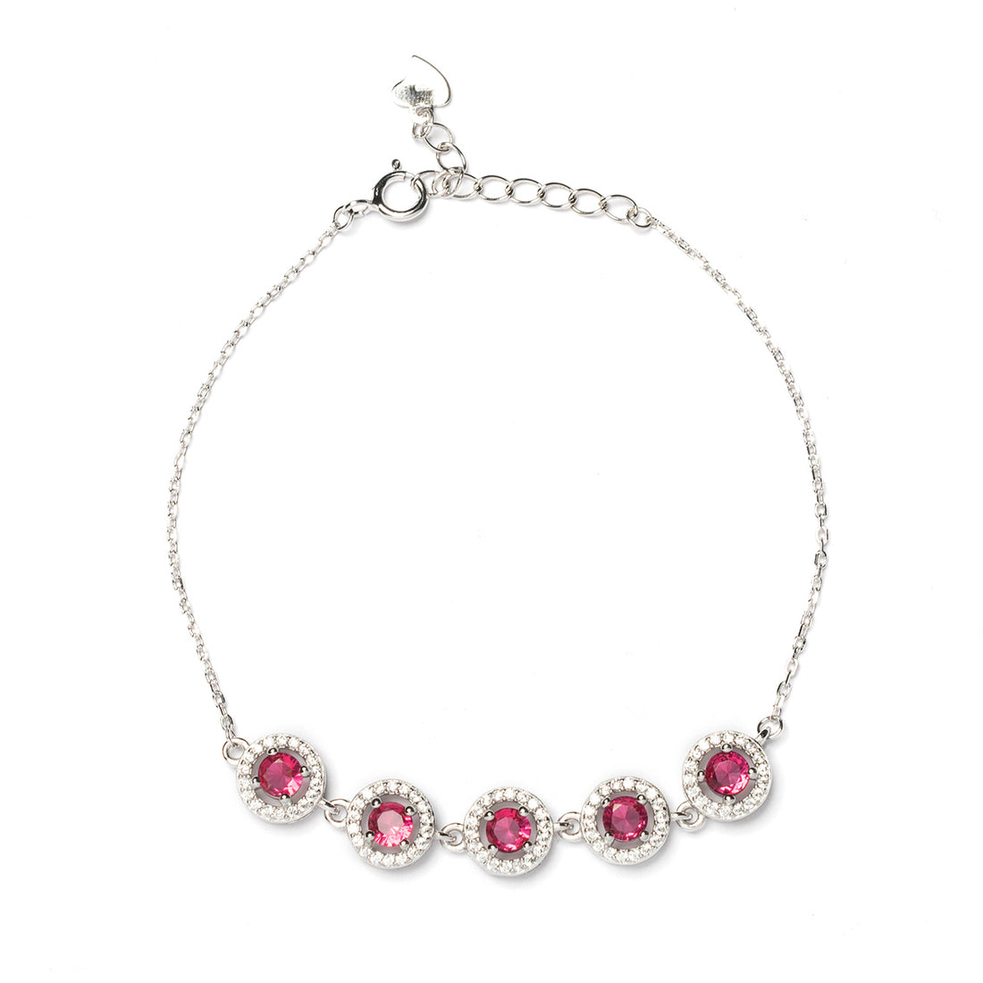 Bracciale donna con cerchi con pietra rossa