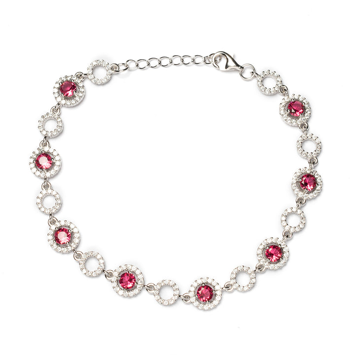 Bracciale donna con cerchi con pietra rossa