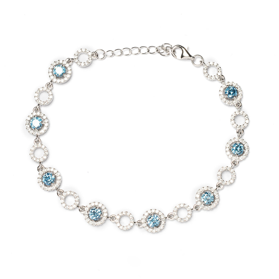 Bracciale donna con cerchi acquamarina