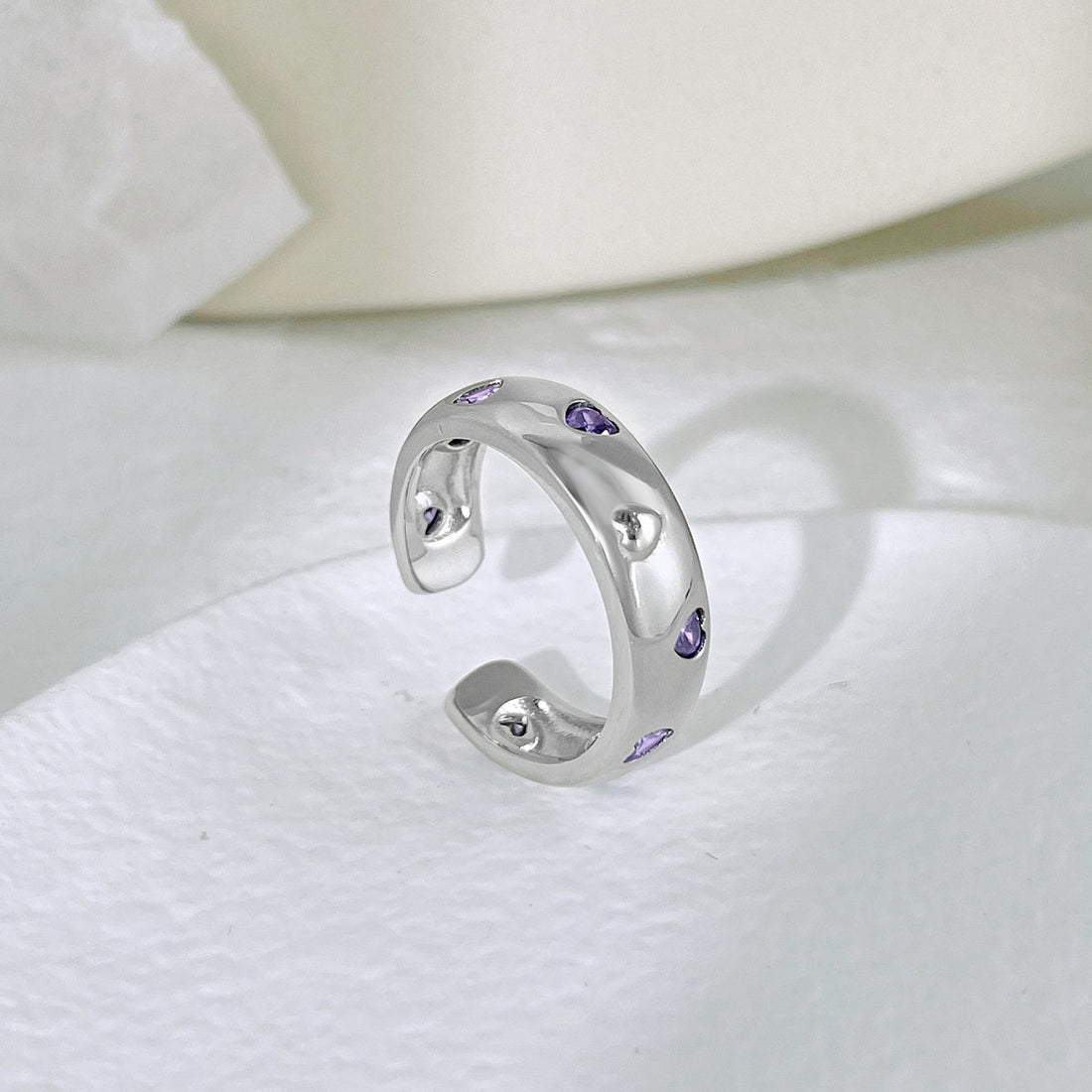 Anello cuori lilla