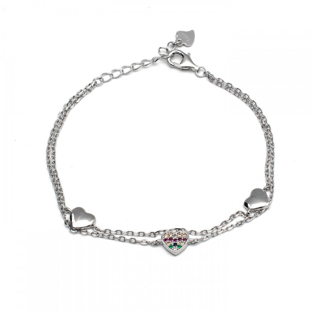 Bracciale due fili con cuoricino multicolor