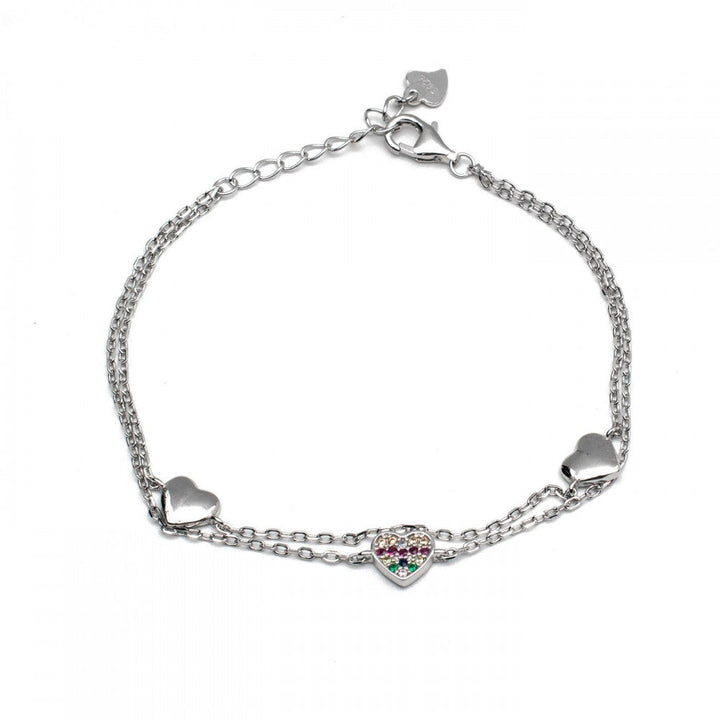 Bracciale due fili con cuoricino multicolor