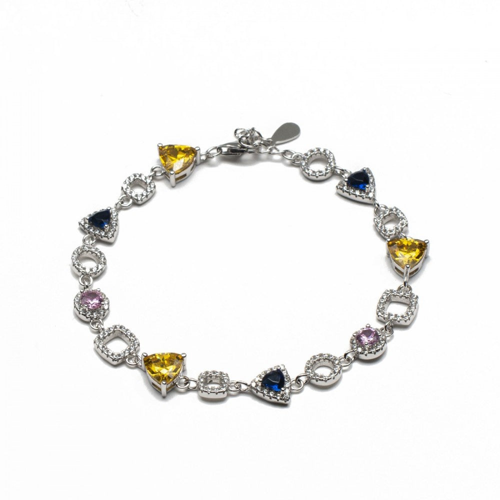 Bracciale geometrico con pietre colorate
