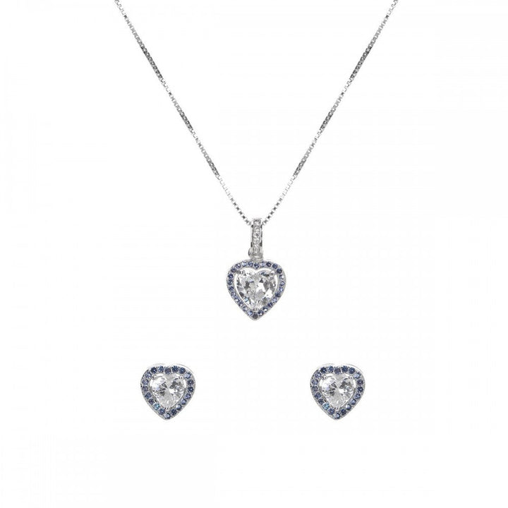 Set cuore pietre bianche & blu