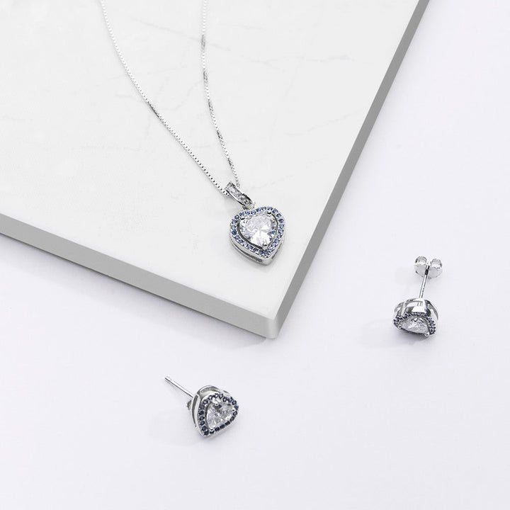 Set cuore pietre bianche & blu