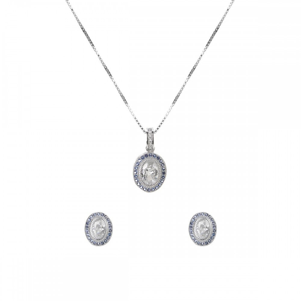 Set ovale pietre bianche & blu