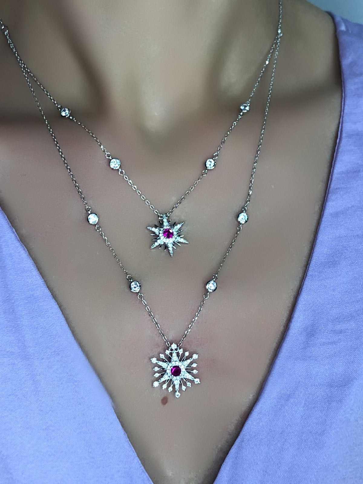 Collana due fili fiocco di neve