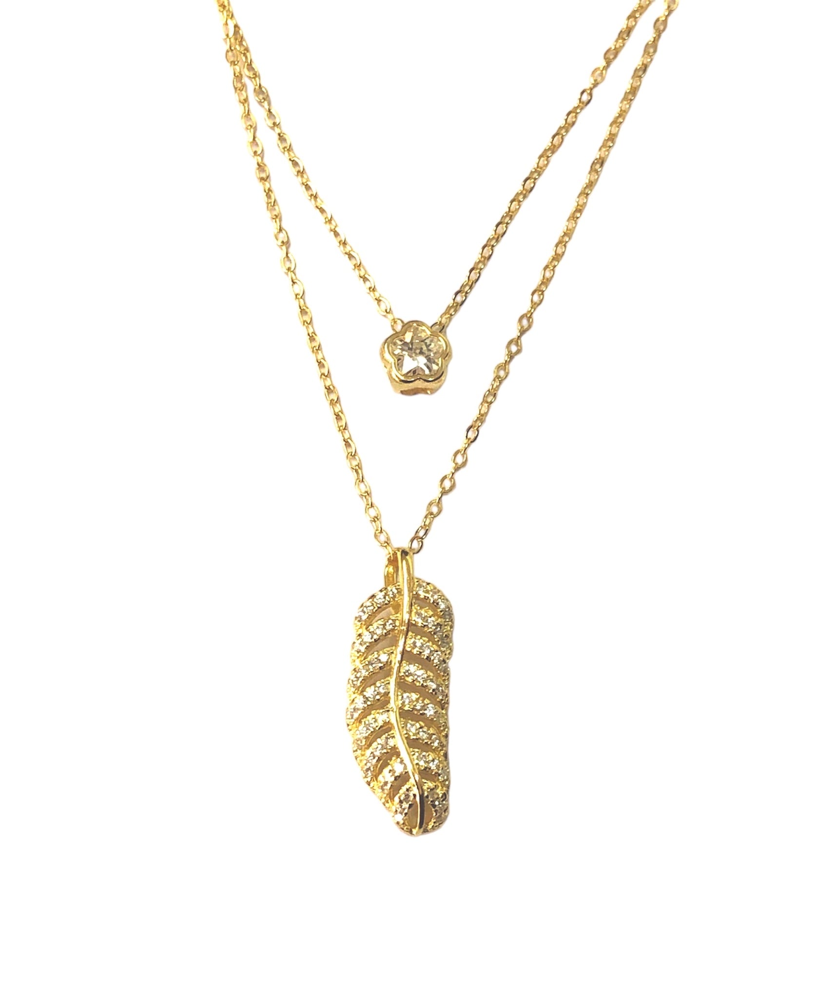 Collana con due fili foglia