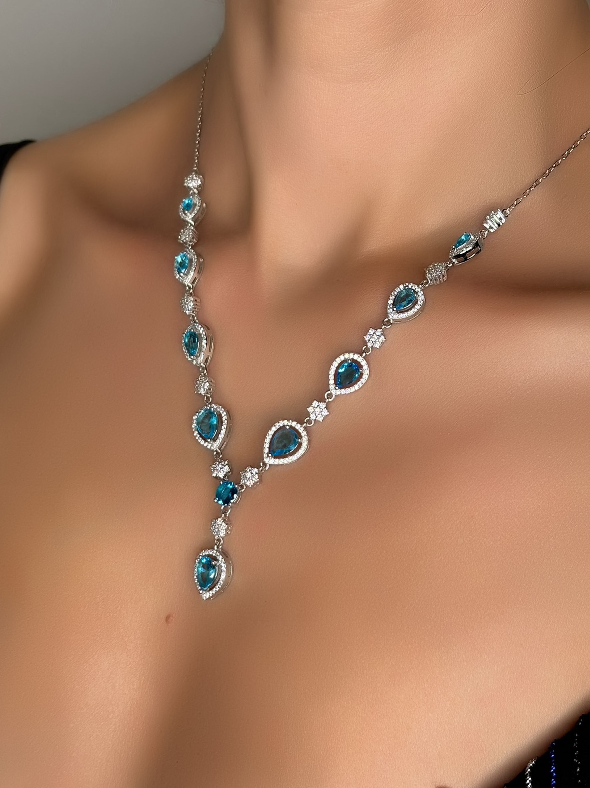 Collana gocce magic acquamarina