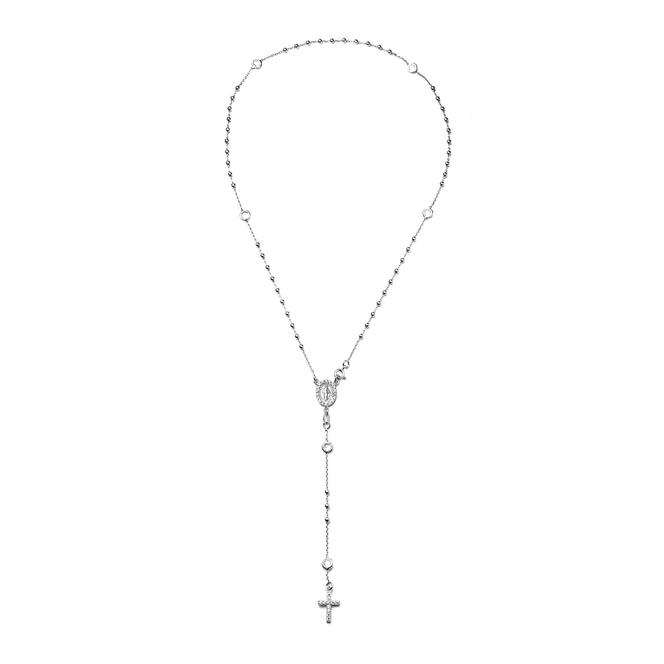 Collana rosario con pietre bianche