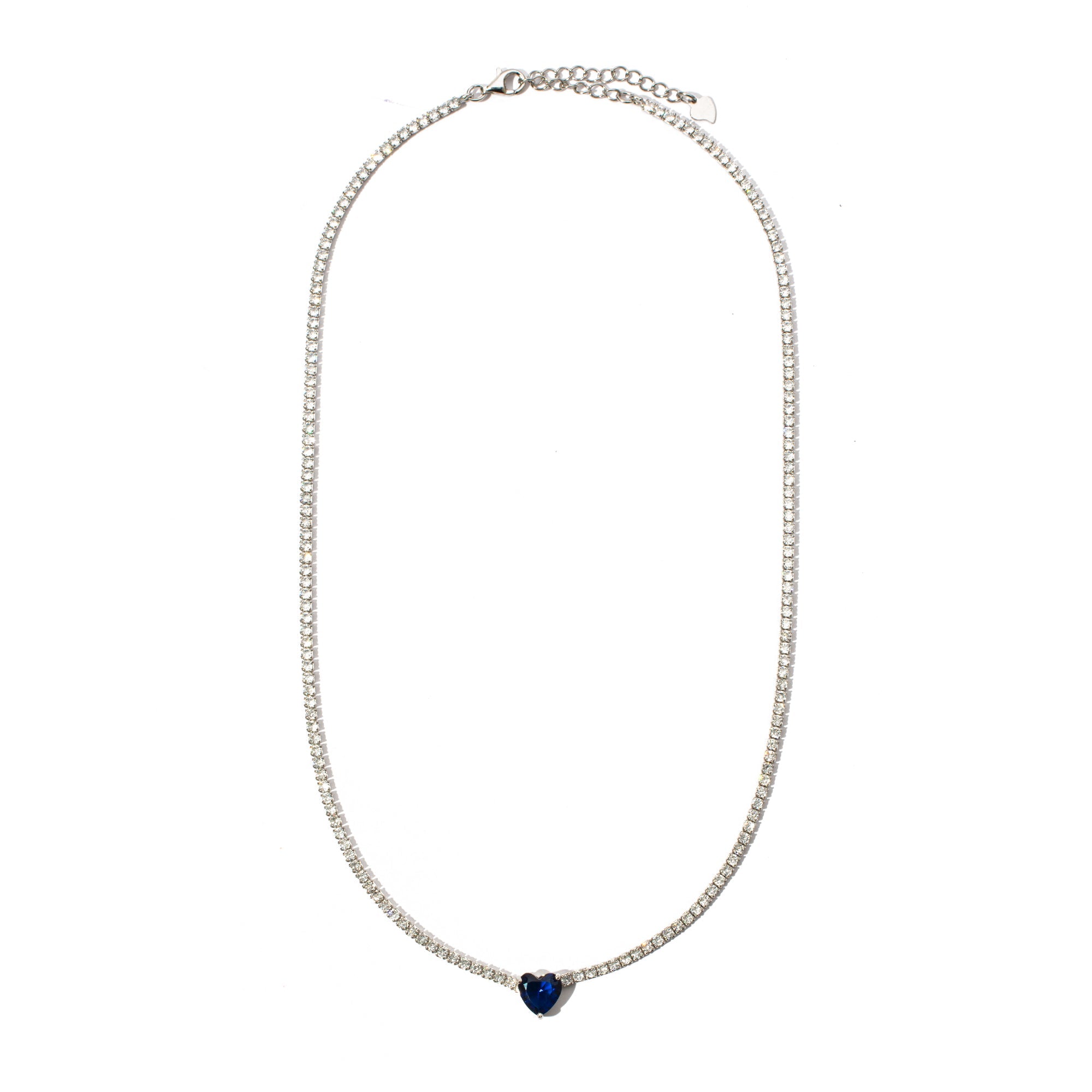 Collana con cuore blu  e pietre bianche