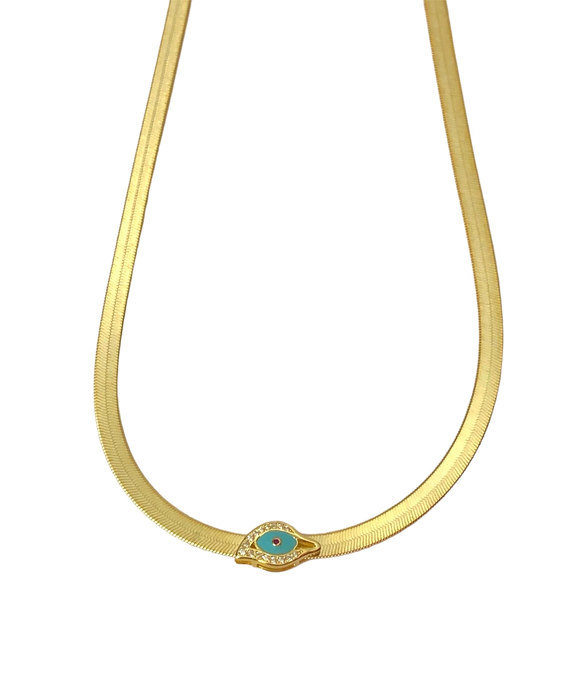 Collana piattina snake con occhio di fatima