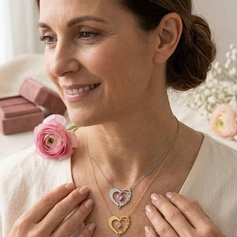 Collana mamma con cuore rosa