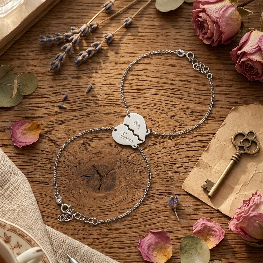 Coppia bracciali cuore divisibile
