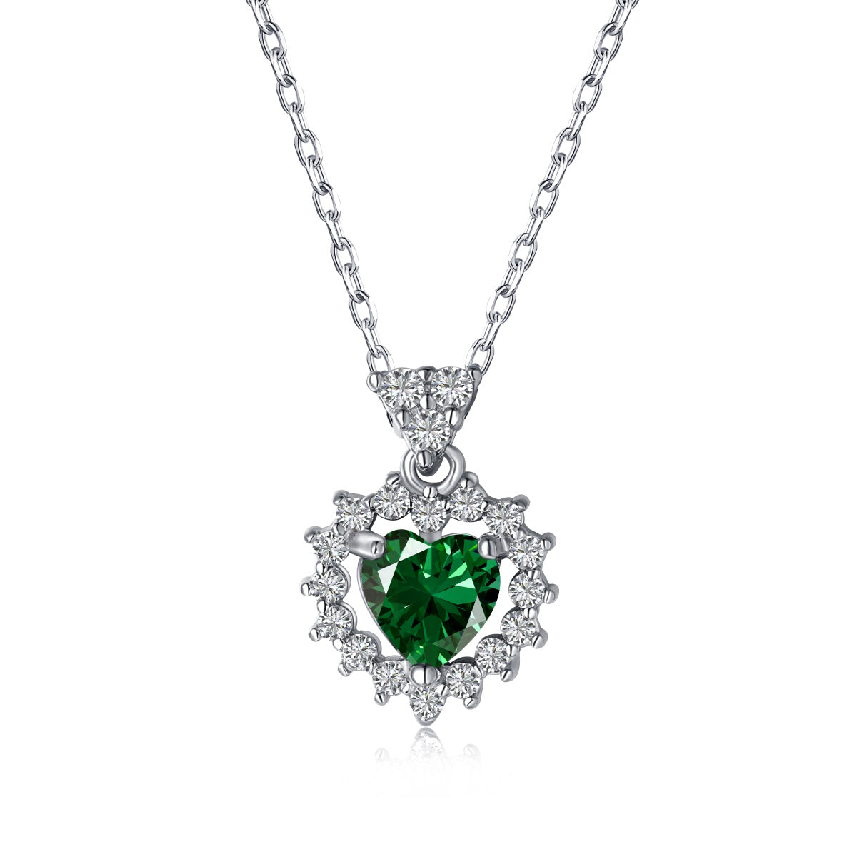 Collana cuore con pietra cuore verde