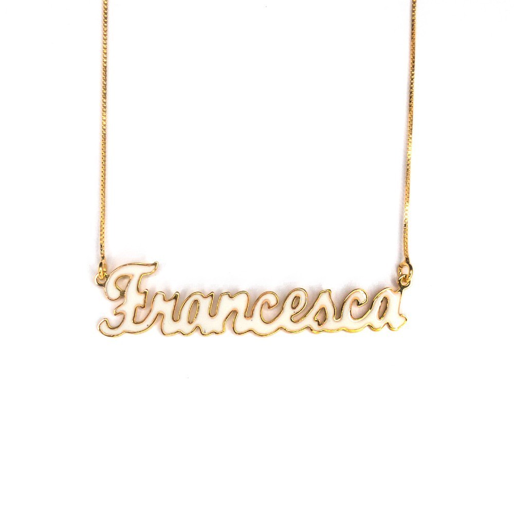 Collana con nome smaltato bianco