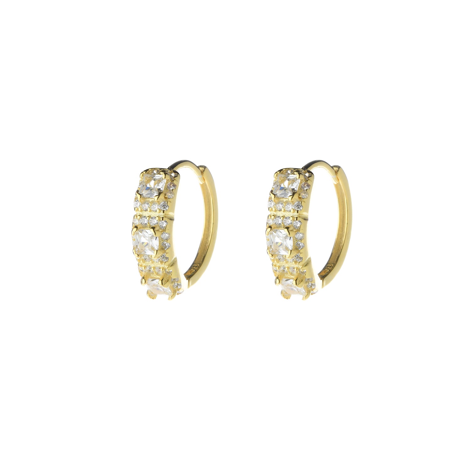 Orecchini cerchio lobo con pietre bianche