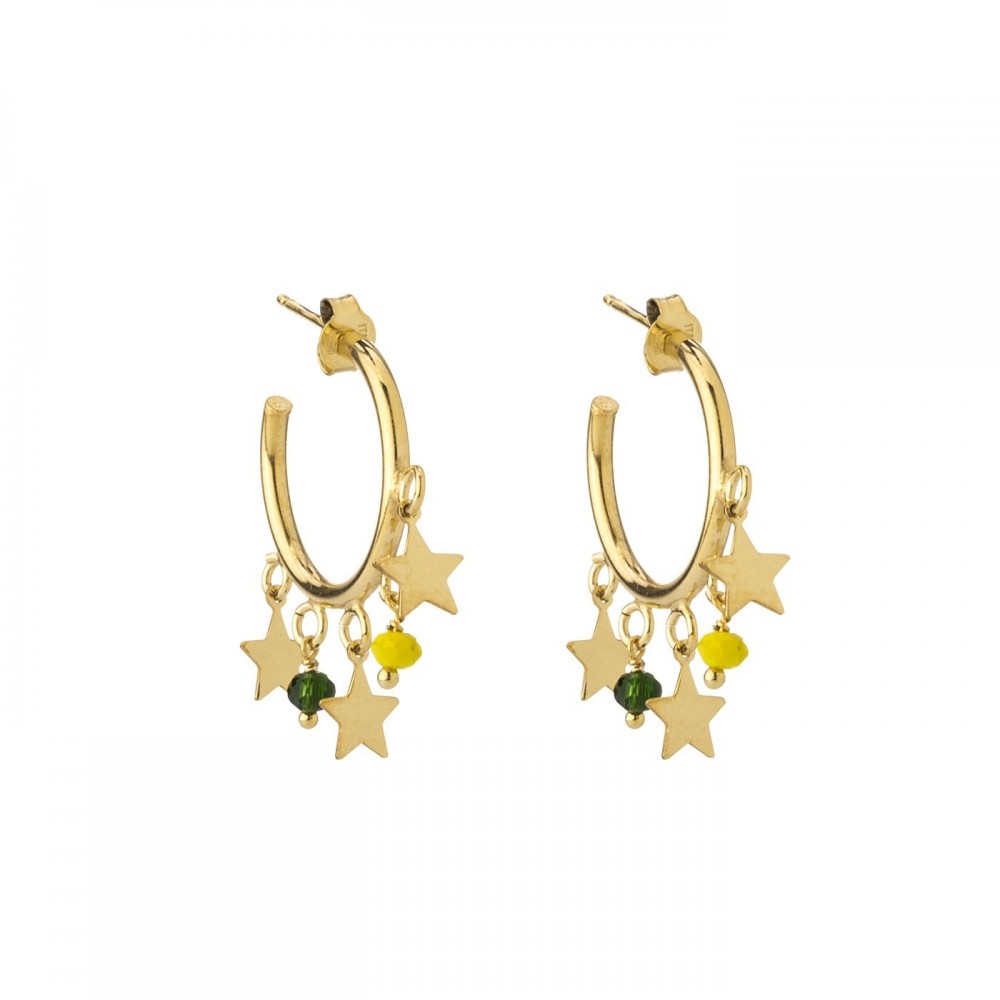 Orecchini cerchio stelle pietre colorate